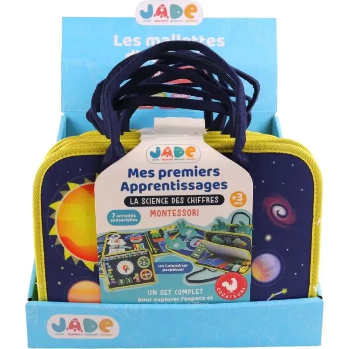 MGM Pochette d'Activités Montessori Espace JADE - Jeu Éducatif Sensoriel de Voyage pour Enfant à partir de 3 ans - Développe la Coordination et la Motricité Fine - Design Français