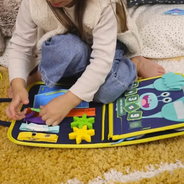 MGM Pochette d'Activités Montessori Espace JADE - Jeu Éducatif Sensoriel de Voyage pour Enfant à partir de 3 ans - Développe la Coordination et la Motricité Fine - Design Français