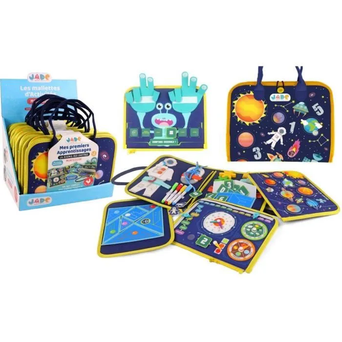 MGM Pochette d'Activités Montessori Espace JADE - Jeu Éducatif Sensoriel de Voyage pour Enfant à partir de 3 ans - Développe la Coordination et la Motricité Fine - Design Français