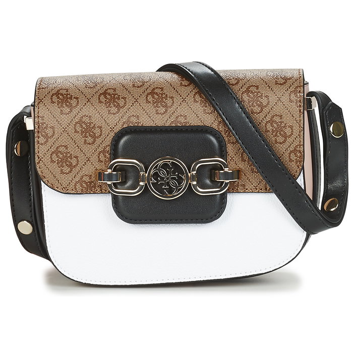 Guess Sac à main en textile Hensely pour femme, modèle mini, couleur latte Guess Sac à main en textile Hensely pour femme, modèle mini, couleur latte