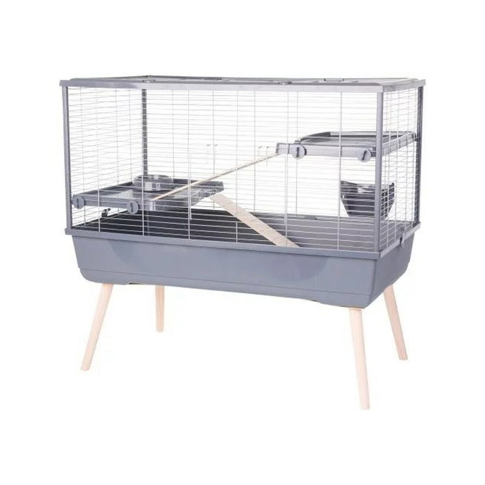 Zolux Cage NeoLife grillagée pour lapins et rongeurs sur 2 étages - Gris