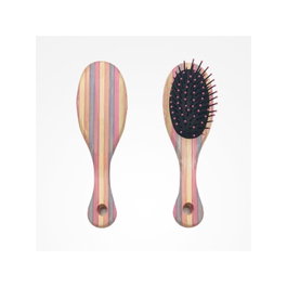 Bifull Mini Striped Bamboo Cepillo Ovalado Pua Plastico