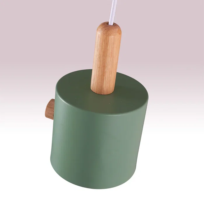 Luminaire suspension 'Scarlet' SKD-P1014-T en métal et bois, design moderne, hauteur de câble réglable