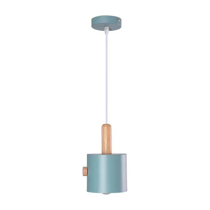 Luminaire suspension 'Scarlet' SKD-P1014-T en métal et bois, design moderne, hauteur de câble réglable