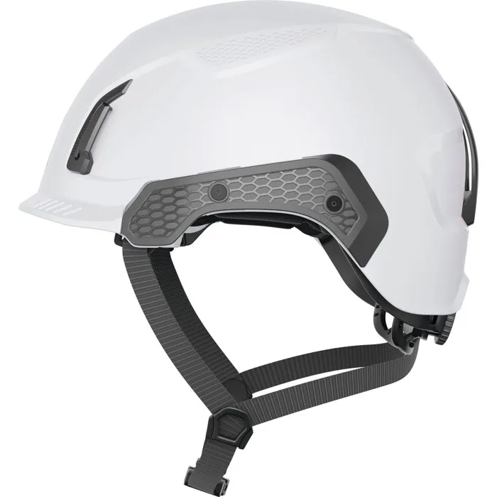 Casque de sécurité électrique ABUS SPECTOR-E, protection jusqu'à 1500V DC / 1000V AC, coque ABS, réglage 360°, clips pour lampes, blanc