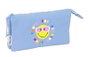 Safta - Porte-tout triple recyclé Smiley World "Joyful", dimensions 22x12x3 cm, à partir de 3 ans