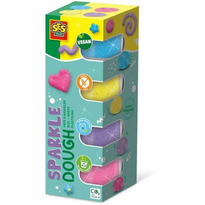 SES Creative Pâte à modeler Feel good - Scintillant (4x90g)