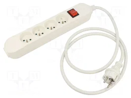 JONEX Rallonge réseau 4 prises, 3m, blanc