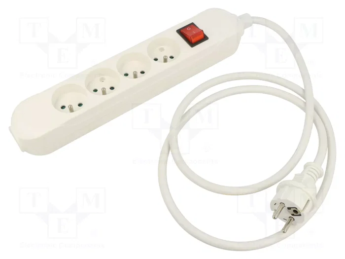 JONEX Rallonge réseau 4 prises, 3m, blanc JONEX Rallonge réseau 4 prises, 3m, blanc
