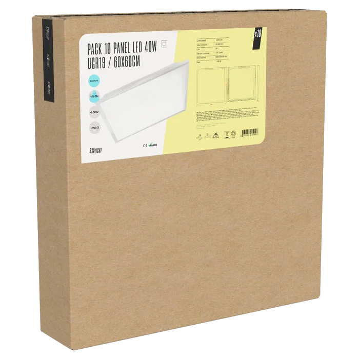 BX3 LIGHT Pack de 10 Panneaux LED Modulaires 600x600 40W Blanc Naturel BX3 LIGHT Pack de 10 Panneaux LED Modulaires 600x600 40W Blanc Naturel
