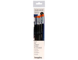 Innspiro Set de 5 pinceaux plats n° 2, 4, 6, 8, 10
