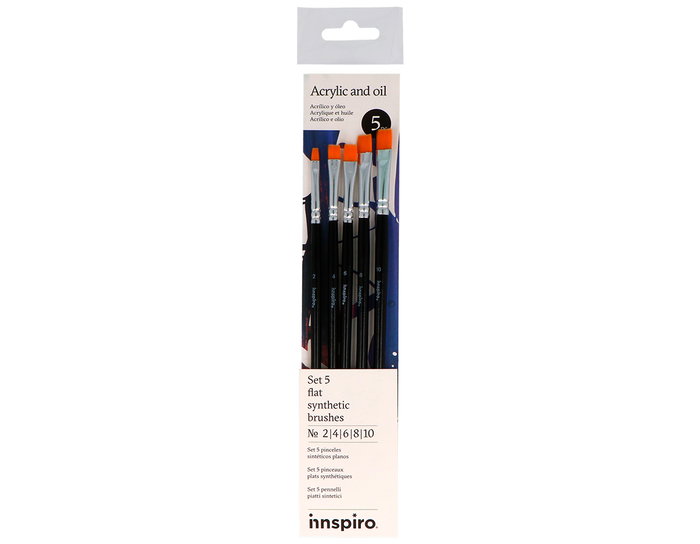 Innspiro Set de 5 pinceaux plats n° 2, 4, 6, 8, 10 Innspiro Set de 5 pinceaux plats n° 2, 4, 6, 8, 10