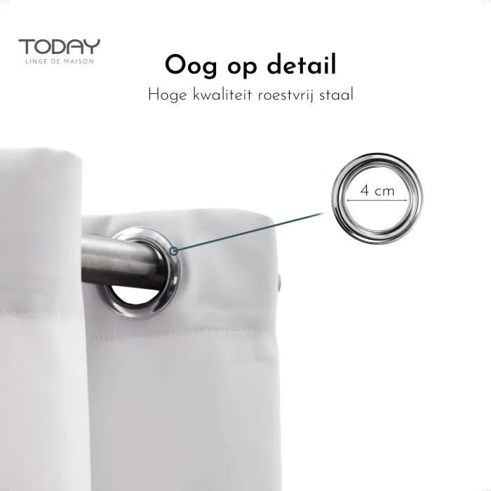 Today Rideau à oeillets occultant 140x240 cm - Couleur craie - Polyester - Lavable machine - Modèle 356002 - TODAY Essential