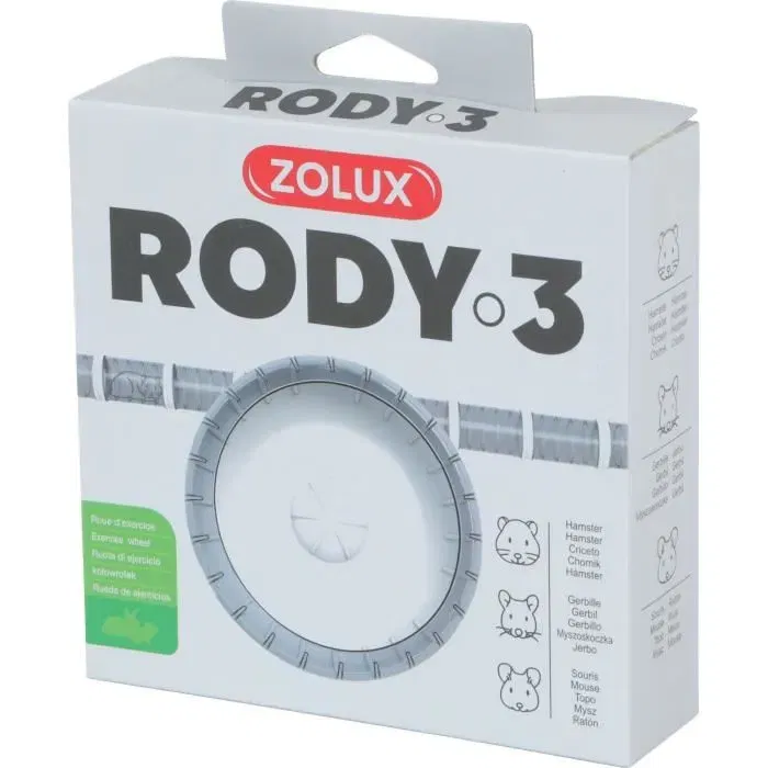 Zolux Rody3 - Roue d'exercice silencieuse 14 cm pour cage Rody3 et RodyLounge pour petits rongeurs - Blanc