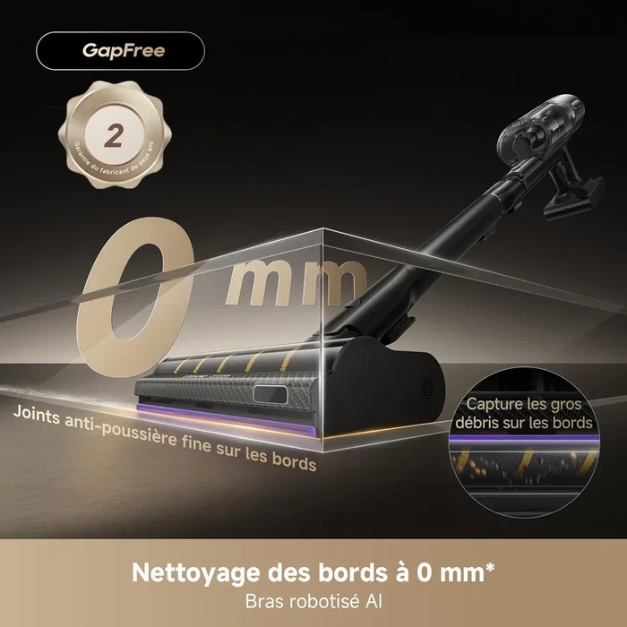 Dreame Aspirateur Balai Sans Fil V20 Pro - 210 AW - Pour Sols Durs, Tapis et Poils d'Animaux - Nettoyage Bordures 0mm