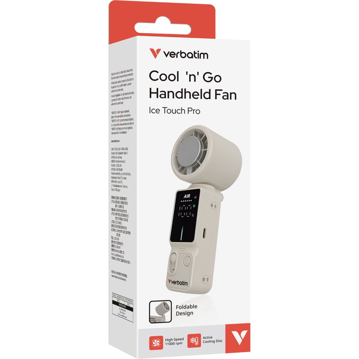Verbatim Cool'n'Go Ice Touch Mini Ventilateur à main Blanc / Argent Verbatim Cool'n'Go Ice Touch Mini Ventilateur à main Blanc / Argent