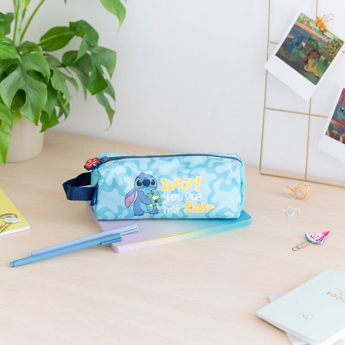 ERIK - Pochette Porte-Tout Stitch Disney, 21,5x8x8 cm, Fermeture à glissière, Polyester, Collection Tropical