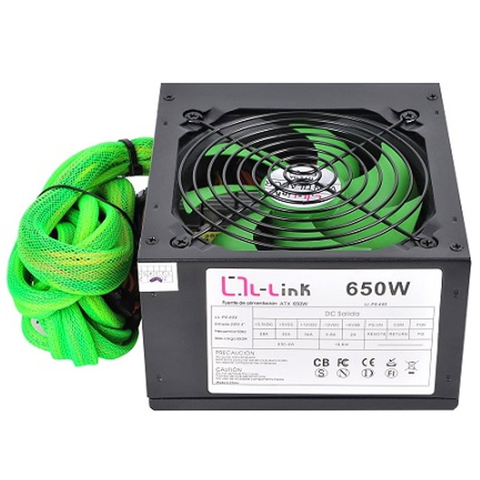 L-Link LL-PS-650 Alimentation ATX 650W Gaming Ventilateur 120mm Silencieux Connecteurs 20+4 Pins SATA PCIE
