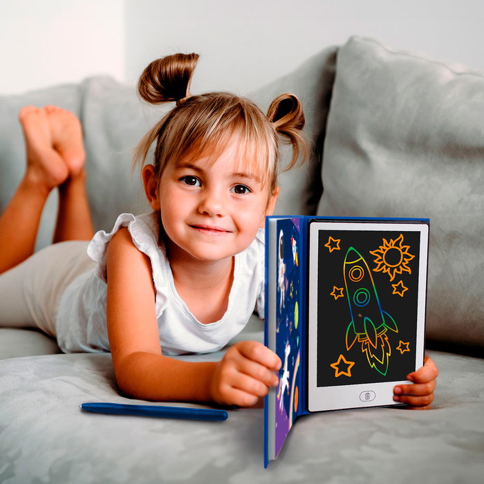 WORLD BRANDS - Ardoise de dessin à écran LCD, avec planches d'apprentissage des lettres et formes (Langue : espagnol), Pour enfant à partir de 4 ans, Modèle BM803858