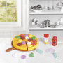 Tachan Set de Pizza Jouet pour Enfants, 2 Condiments, 6 Parts, 18 Aliments Jouets, Moule, Couteau et Spatula, Développe Jeu de Rôles et Compétences Sociales, pour 2 Ans et Plus