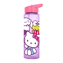 Kids Licensing Gourde Hello Kitty HK50208 - Gourde Rond Transparente Violette 600 ml avec Paille pour Enfants de 3 Ans et Plus - Licence Sanrio