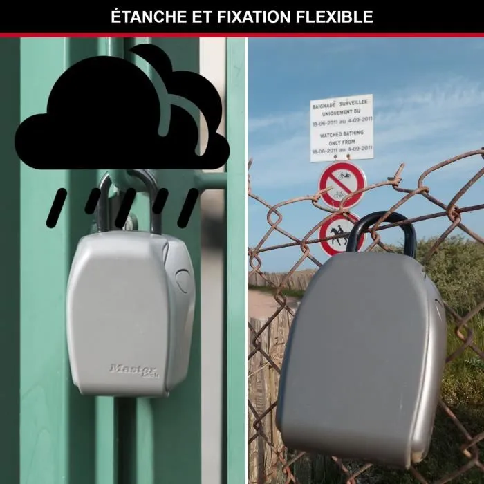 Master Lock Boîte à clés sécurisée avec anse, coffre-fort à combinaison à 4 chiffres en alliage de zinc résistant aux intempéries - Modèle 5414EURD
