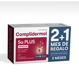 Complidermol 5 Alfa PLUS - Complément alimentaire 180 capsules pour la chute et la santé des cheveux - Biotine, Zinc, Complexe Alphablok