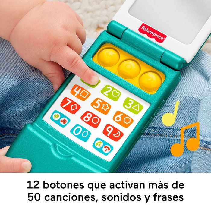 Fisher-Price Téléphone Mobile Multilingue Rire et Apprendre JMV86 - Jouet Musical Éducatif pour Bébé avec 50+ Chansons, Sons et Phrases - 4 Langues