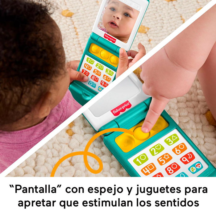 Fisher-Price Téléphone Mobile Multilingue Rire et Apprendre JMV86 - Jouet Musical Éducatif pour Bébé avec 50+ Chansons, Sons et Phrases - 4 Langues