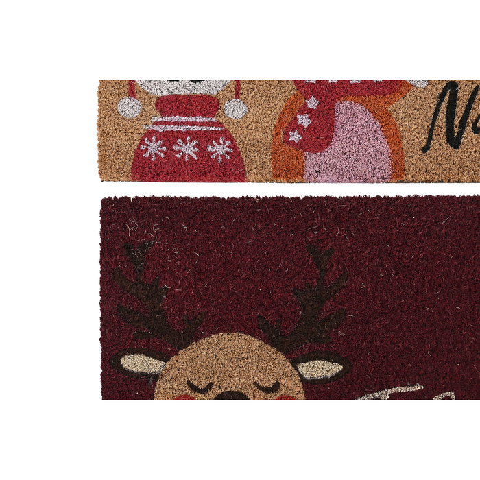 Paillasson DKD Home Decor Rouge Multicouleur PVC Fibres de coco 60 x 40 x 1,5 cm (2 Unités)