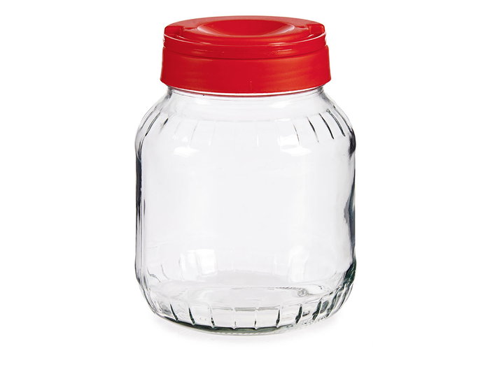 Vivalto Bocal en verre 1,7L avec couvercle rouge 13.5x17.5x13.5 cm (Set de 6) Vivalto Bocal en verre 1,7L avec couvercle rouge 13.5x17.5x13.5 cm (Set de 6)