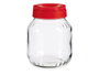 Vivalto Bocal en verre 1,7L avec couvercle rouge 13.5x17.5x13.5 cm (Set de 6)