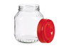 Vivalto Bocal en verre 1,7L avec couvercle rouge 13.5x17.5x13.5 cm (Set de 6)