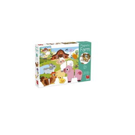 Diset - Jeu de ferme magnétique 30x22x5 cm, jouet en bois éducatif avec 2 feuilles et 12 animaux magnétiques, boîte multilingue
