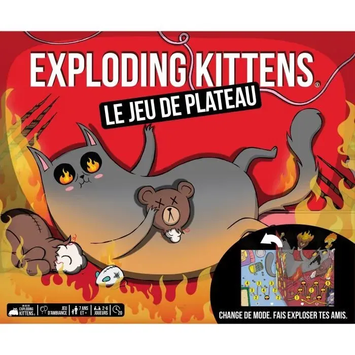 Asmodee Exploding Kittens : Jeu de société en français - Plateau de jeu avec explosions et surprises, à partir de 7 ans
