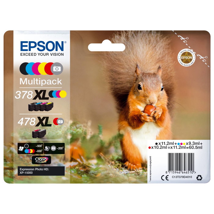 Epson Multipack Claria Photo HD T 378/478 XL (6 couleurs) T 379D Skus 378XL / 478XL C13T379D4010 de haute capacité Epson Multipack Claria Photo HD T 378/478 XL (6 couleurs) T 379D Skus 378XL / 478XL C13T379D4010 de haute capacité