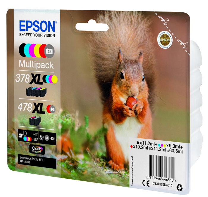 Epson C13379D4010 Multipack 6 Cartouches d'encre 378XL / 478XL Claria Photo HD - Haute capacité