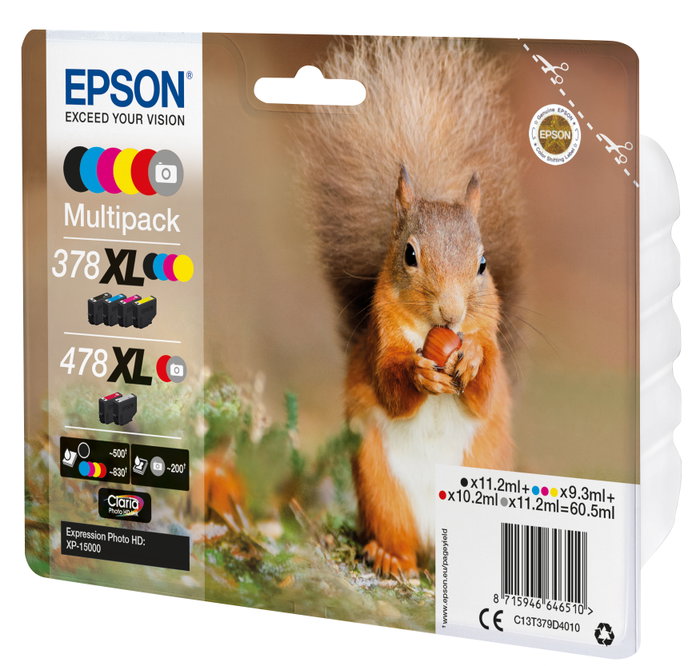 Epson C13379D4010 Multipack 6 Cartouches d'encre 378XL / 478XL Claria Photo HD - Haute capacité