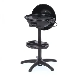 Severin Barbecue électrique PG8541 sur pieds - 2000 W - Grande surface de cuisson Ø 41 cm avec revêtement céramique, thermomètre et thermostat réglable - Noir mat