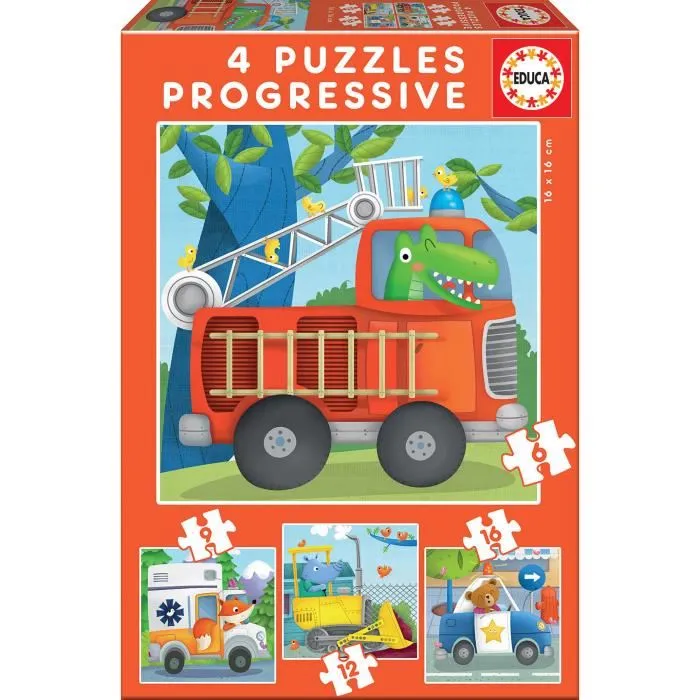 Educa Puzzle Progressif 4 en 1 Animaux Sauvages, 4 Puzzles de 6 à 16 Pièces, Jouet Éducatif Enfant, Fabriqué en Espagne Educa Puzzle Progressif 4 en 1 Animaux Sauvages, 4 Puzzles de 6 à 16 Pièces, Jouet Éducatif Enfant, Fabriqué en Espagne