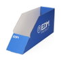 Edm Caisse présentoir matériel électrique, carton bleu, 100 x 370 x 158 mm