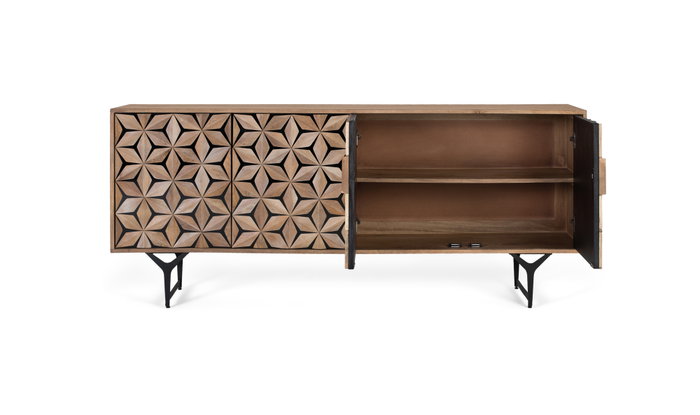 GINER Y COLOMER Buffet artisanal à 4 portes en bois de manguier GINER Y COLOMER Buffet artisanal à 4 portes en bois de manguier