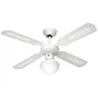 Farelek - Ventilateur de Plafond Bali Réversible 4 Pales avec Éclairage - Ø 107 cm - Pales et Cannées Blanches - 112420
