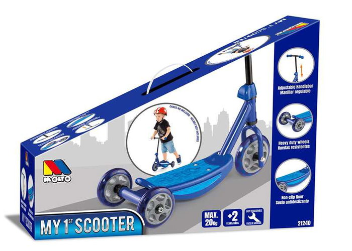 Molto Patinette 3 Roues Bleu Mon Premier Scooter pour Enfants - 48,36 x 90 cm - Supports 20 kg - À partir de 2 Ans Molto Patinette 3 Roues Bleu Mon Premier Scooter pour Enfants - 48,36 x 90 cm - Supports 20 kg - À partir de 2 Ans