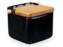 Vessia Saliera en Céramique Noir avec Couvercle Bambou 14.5 x 11.5 cm (Set de 6)