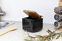Vessia Saliera en Céramique Noir avec Couvercle Bambou 14.5 x 11.5 cm (Set de 6)