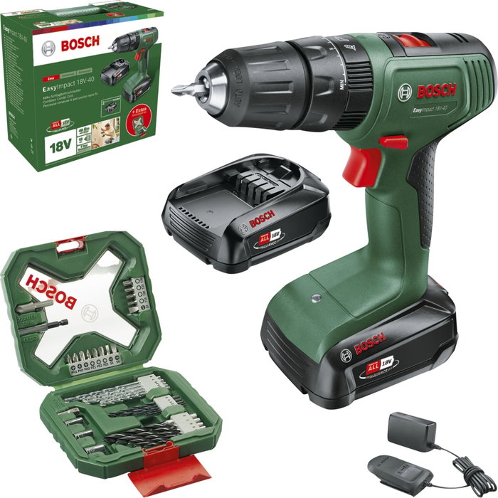 Bosch EasyImpact 18V-40 Perceuse à percussion sans fil avec 2 batteries 2,0 Ah Bosch EasyImpact 18V-40 Perceuse à percussion sans fil avec 2 batteries 2,0 Ah