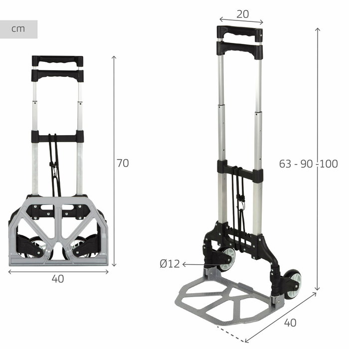 Chariot Multi-usages Aktive 40 x 100 x 40 cm (2 Unités)