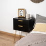 Vinthera Moa Table de chevet en mélamine avec pieds en acier Noir 40x30x60 cm