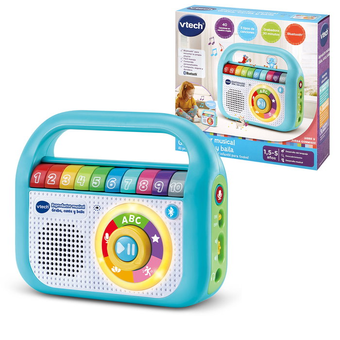 V-Tech Enregistreur Musical Interactif avec Micro, Bluetooth et 40 Chansons éducatives - Jouet d'éveil pour Enfants dès 18 mois (Réf. 80-615522) V-Tech Enregistreur Musical Interactif avec Micro, Bluetooth et 40 Chansons éducatives - Jouet d'éveil pour Enfants dès 18 mois (Réf. 80-615522)